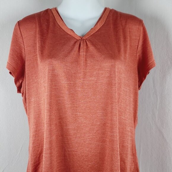 REI Women's Orange Short Sleeve V-Neck Trail Hike T-Shirt Size XL - Picture 2 of 7